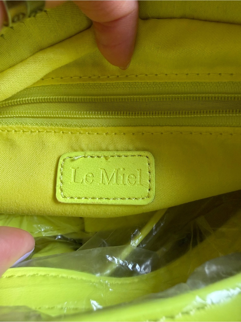 Lo Miel Neon Yellow Braided-Strap Shoulder Bag Purse - Picture 4 of 4